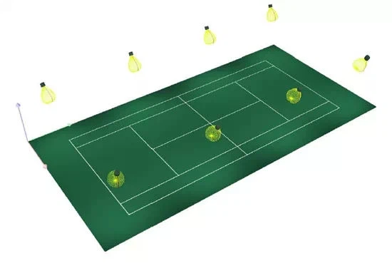 tennis court with lights
