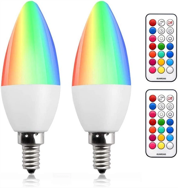 Mengubah Warna RGB E14 Lampu Lilin LED Dimmable