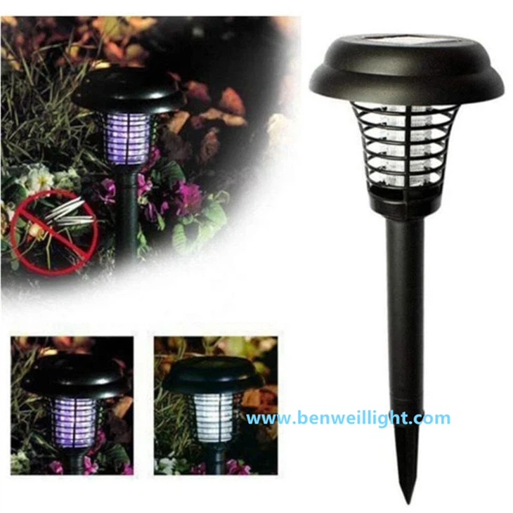 Solar Powered Mosquito Killer Lamp Bug Zapper LED Lawn Light Insect Round Plastic For Indoor Outdoor Garden factory